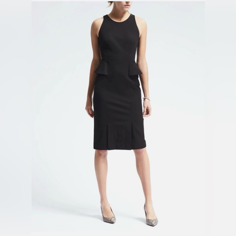Banana Republic Black Sleeveless Peplum Midi Dress
